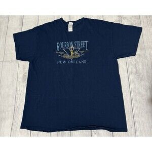New Orleans Bourbon Street French Quarter Embroidered Dark Blue Size XL